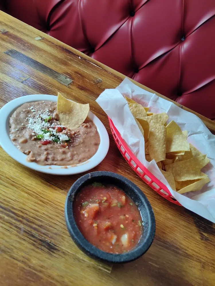Chips and Salsa with Refried Beans Cojita and Pico